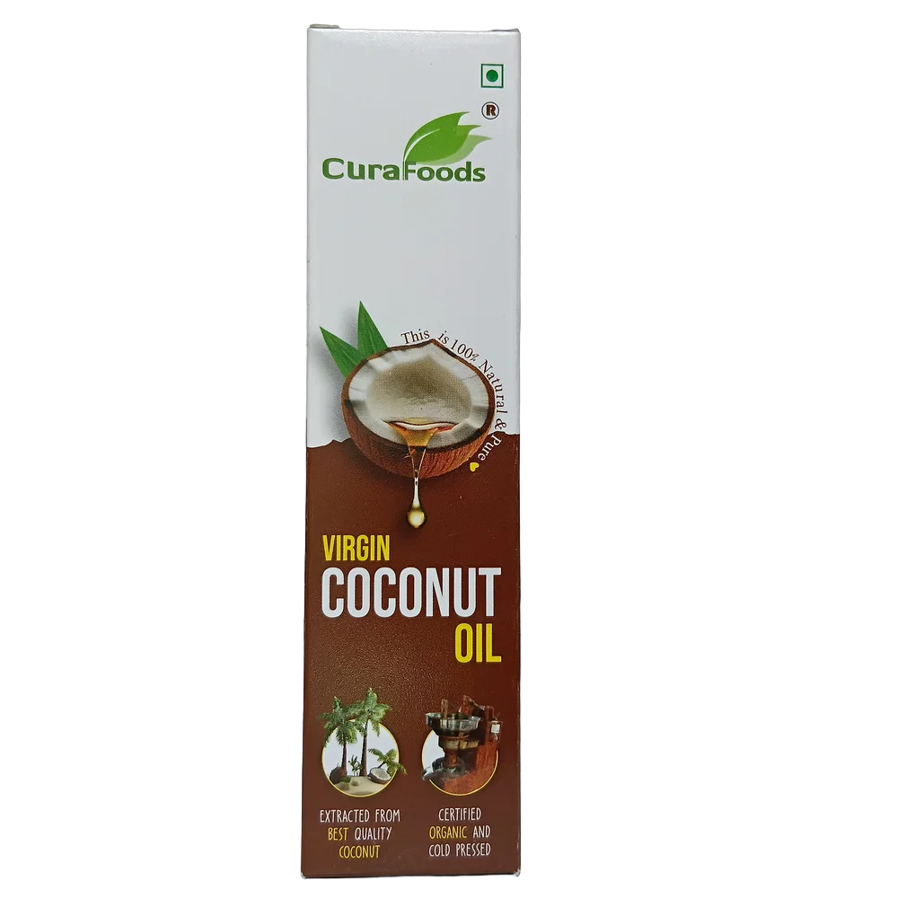 Cura Foods Extra Virgin Coconut Oil (नारियल तेल) | 100ml packaging bottle