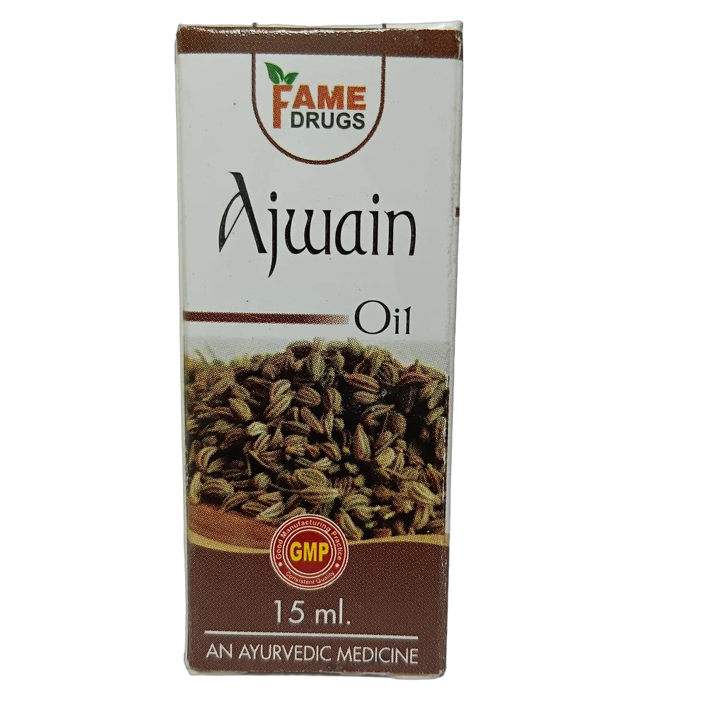 Fame Drugs Ajwain Oil 15ml bottle for local application