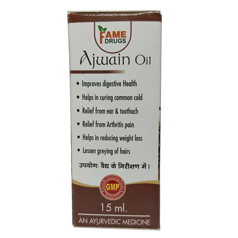 Fame Drugs Ajwain Oil 15ml bottle for local application
