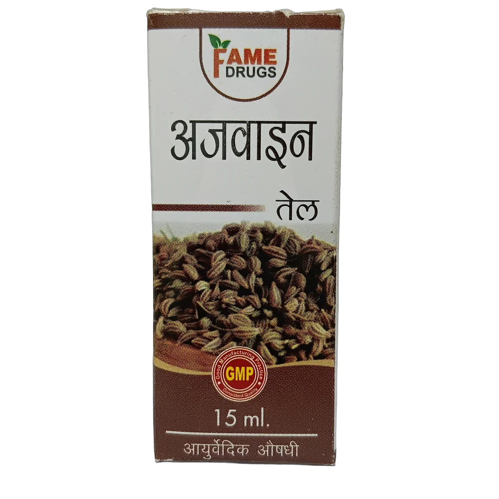 Fame Drugs Ajwain Oil 15ml bottle for local application