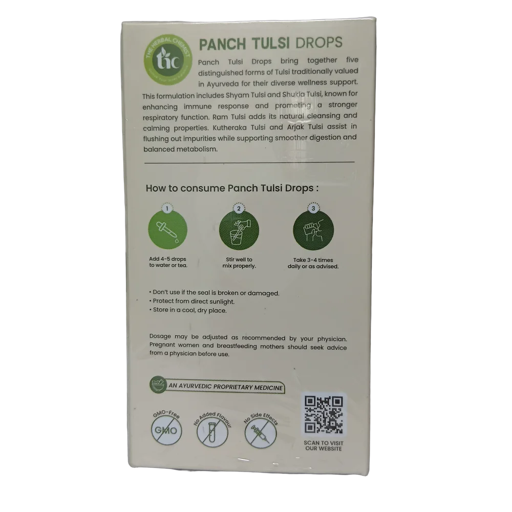 THC Panch Tulsi Drops 30ml bottle for local application